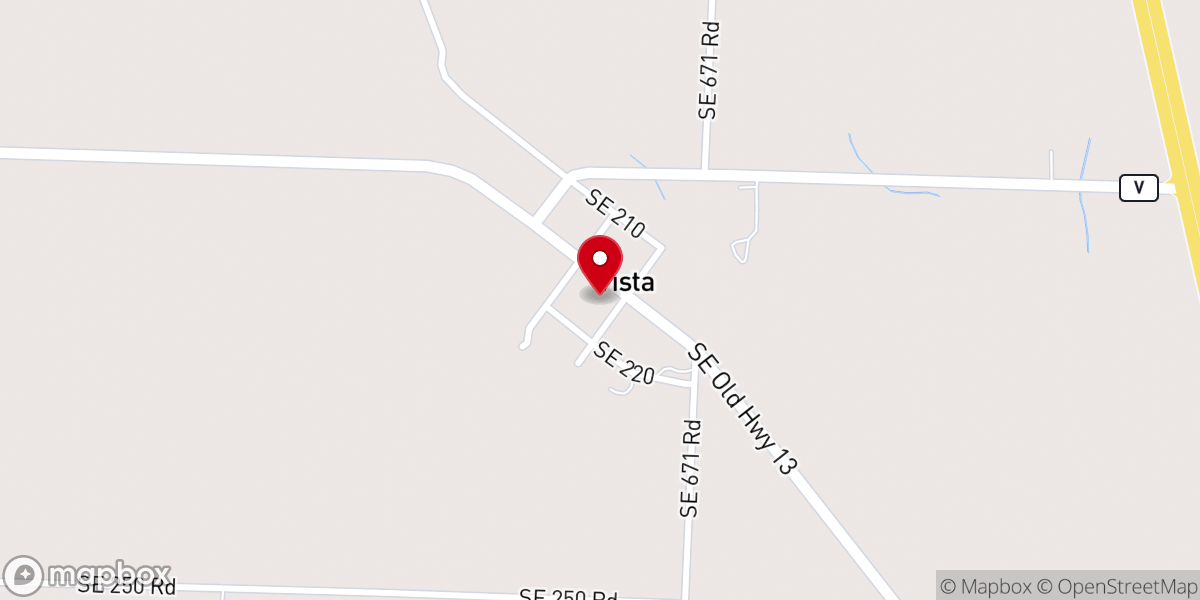 Map showing location of Vista Baptist Church