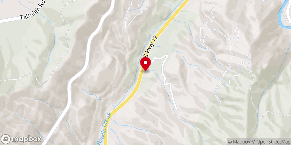 Map showing location of Rowland's Creek Baptist Church