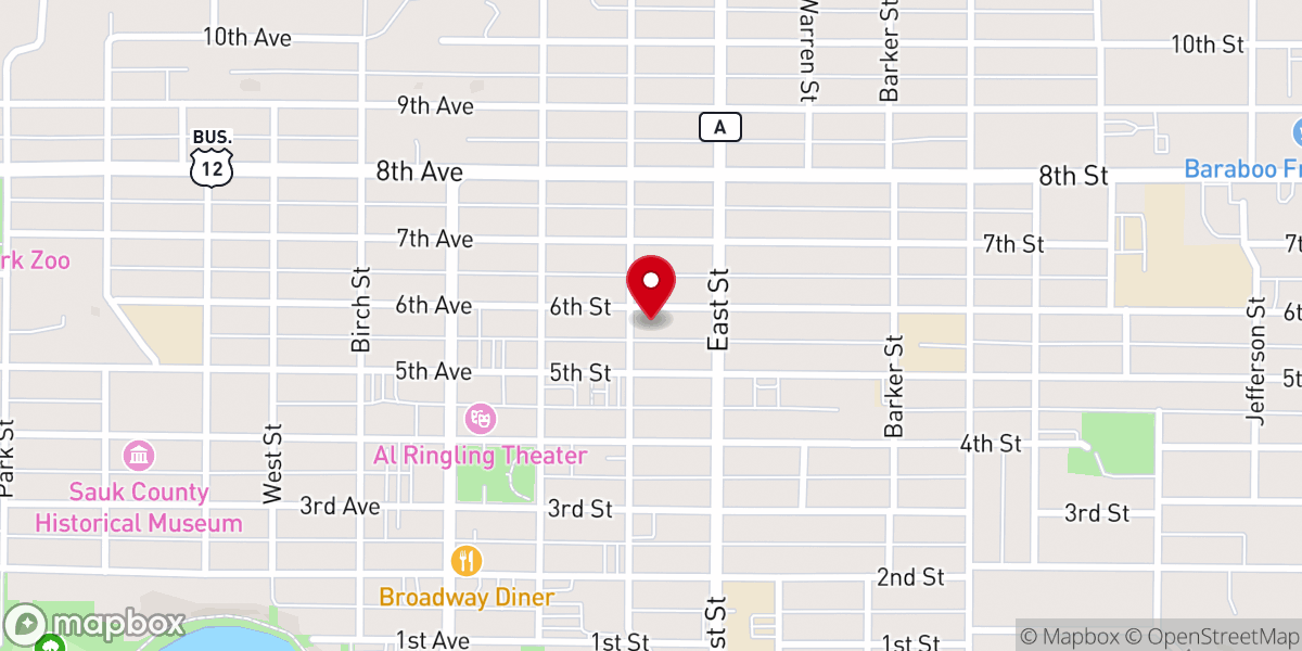 Map showing location of Hope House of South Central Wisconsin