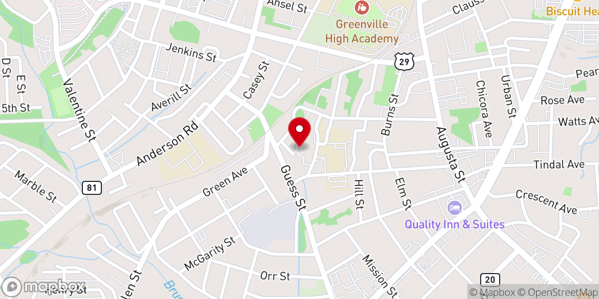 Map showing location of Long Branch Baptist Church