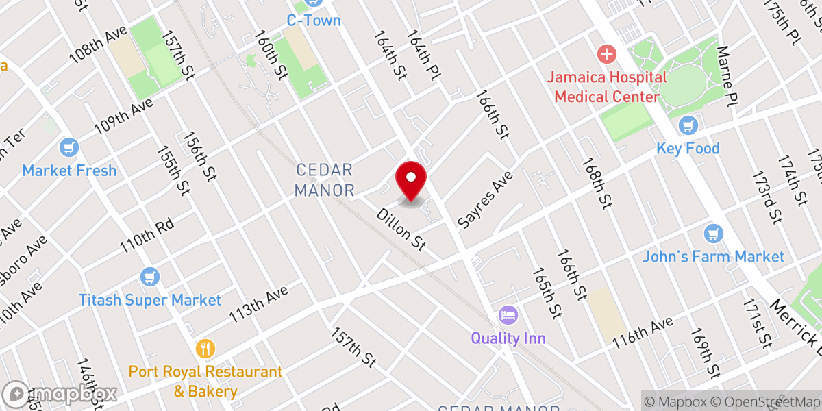 Map showing location of All Saints Anglican Church Queens NY