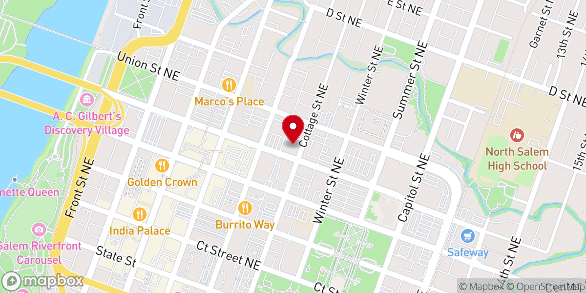 Map showing location of Salem First Christian Church