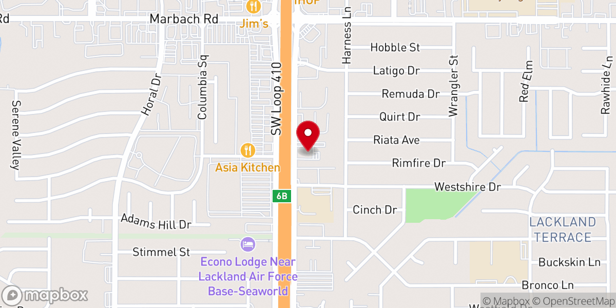 Map showing location of Lackland Terrace Church of Christ