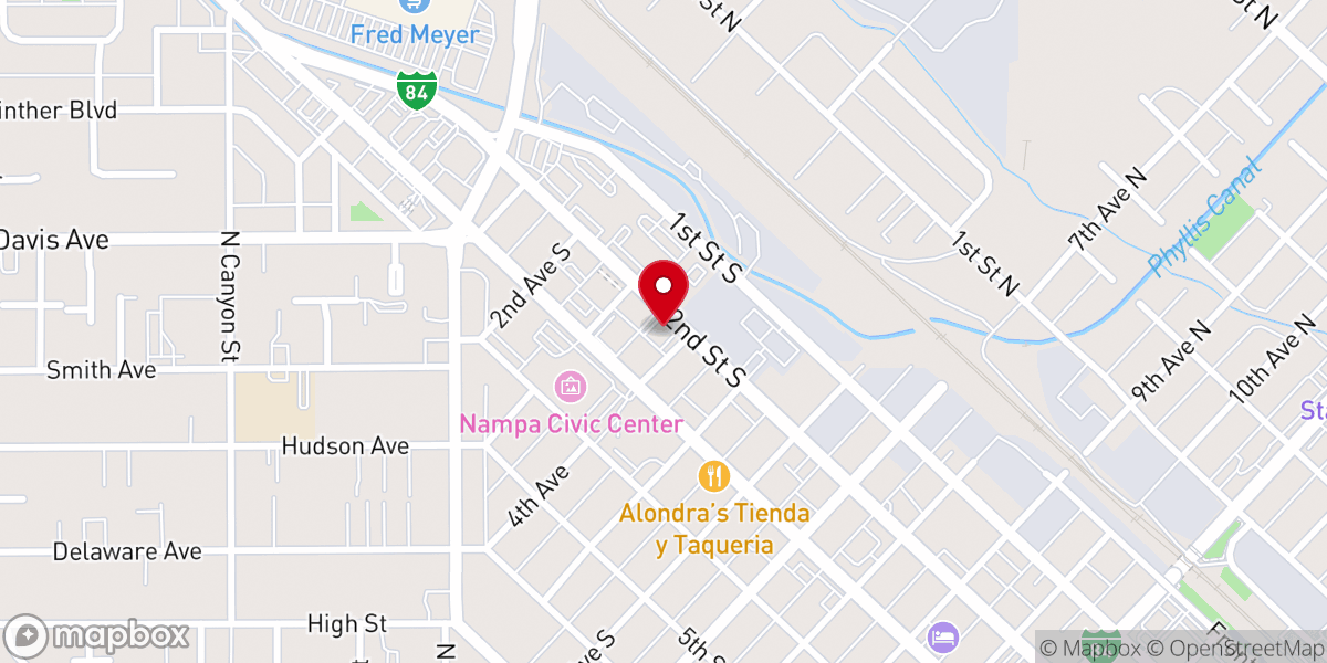 Map showing location of Canyon Church of Christ