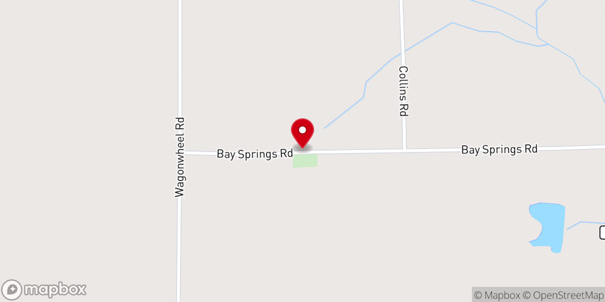 Map showing location of Bay Spring Church