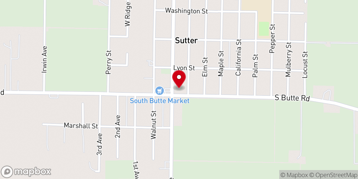 Map showing location of Sutter United Methodist Church