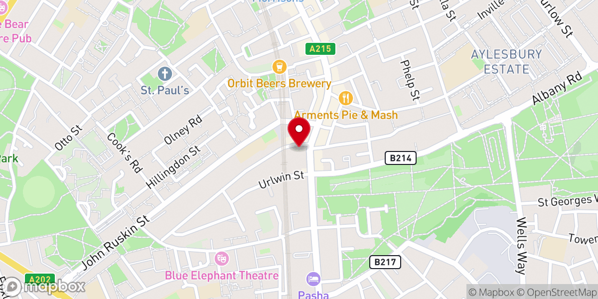 Map showing location of Walworth Methodist Church