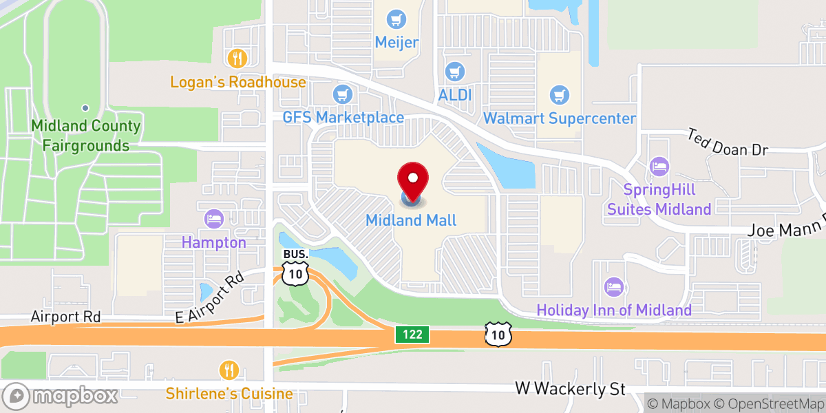 Map showing location of Midland Mall