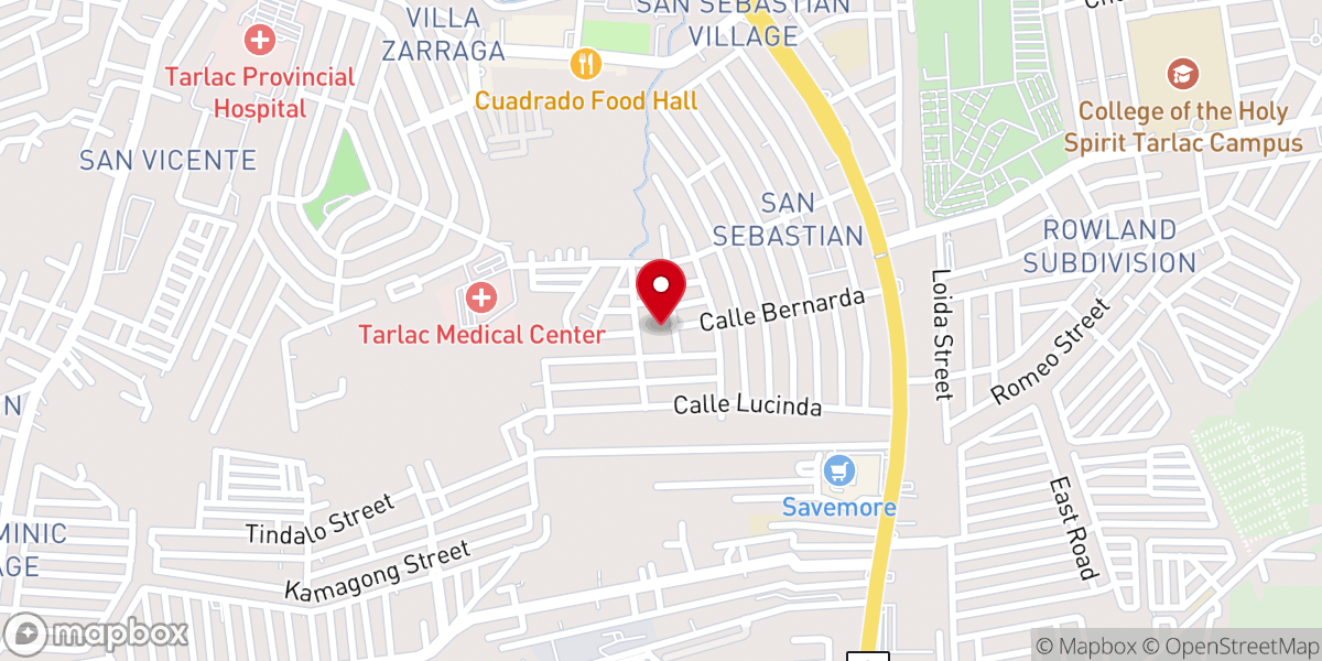 Map showing location of San Sebastian Parish Church - San Sebastian, Tarlac City, Tarlac (Diocese of Tarlac)
