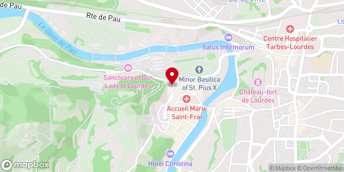 Map showing location of A la Grotte de Lourdes