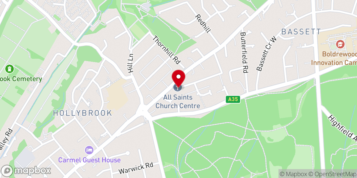 Map showing location of All Saints Church Centre, Bassett