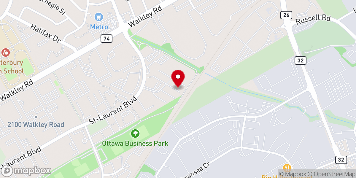 Map showing location of Cornestone Oromo Evangelical Church of Ottawa
