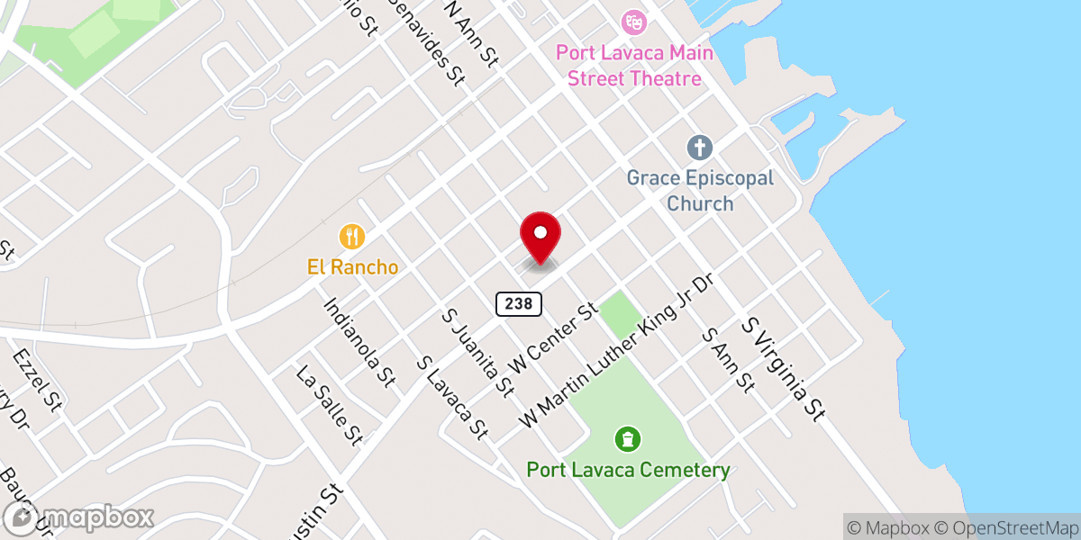 Map showing location of Our Lady of the Gulf Catholic Church