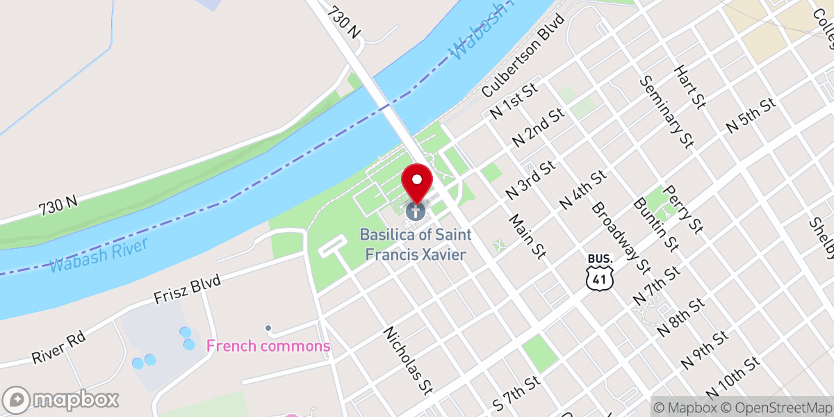 Map showing location of Saint Francis Xavier Old Cathedral Catholic Church, Vincennes