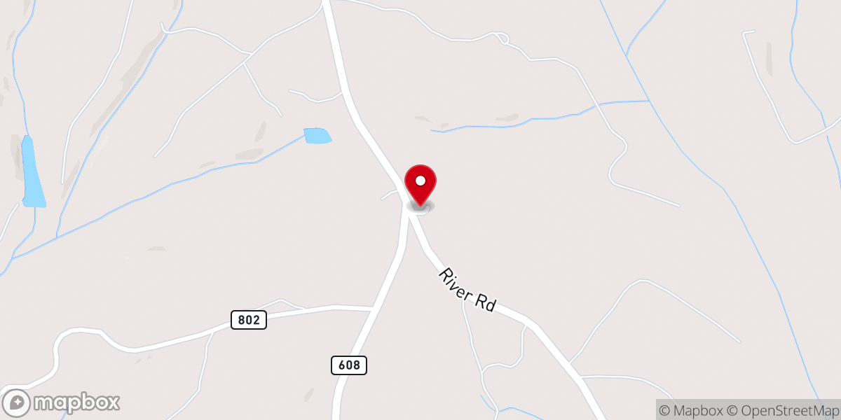 Map showing location of Rocky Branch Church