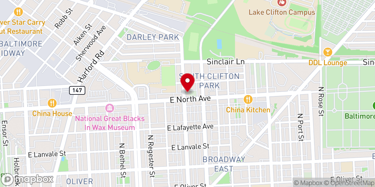 Map showing location of Faith Evangelical Lutheran Church