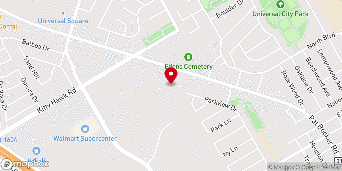 Map showing location of First Baptist Church of Universal City