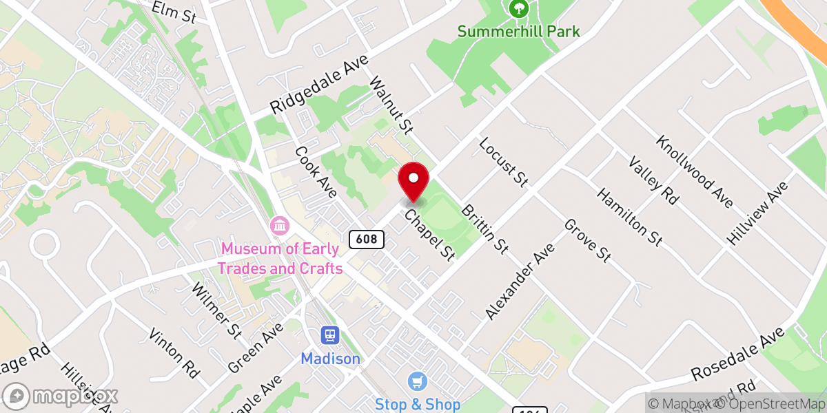 Map showing location of Bethel A.M.E Madison NJ