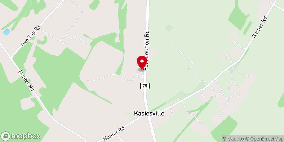 Map showing location of Kasiesville Bible Church