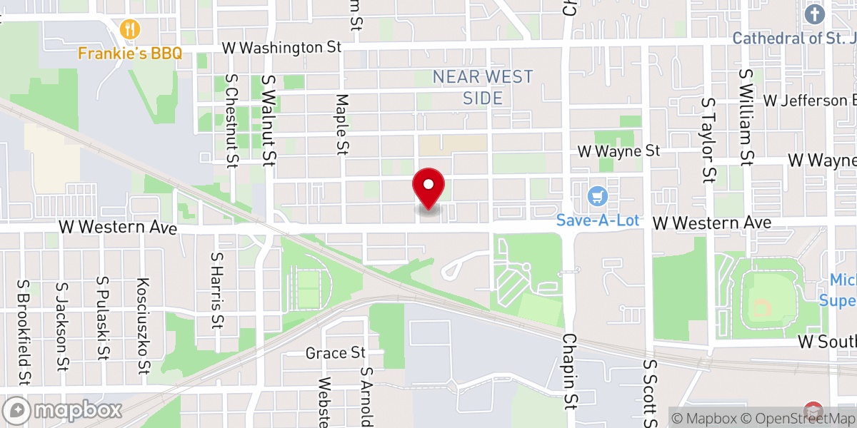Map showing location of Pentecostal Cathedral COGIC