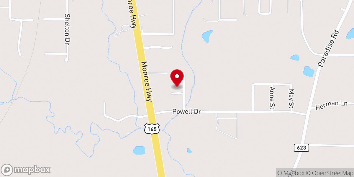 Map showing location of Hosanna Baptist Church