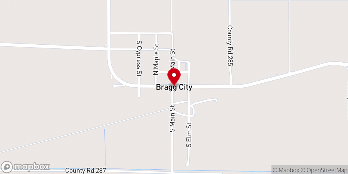 Map showing location of Bragg City First Baptist Church
