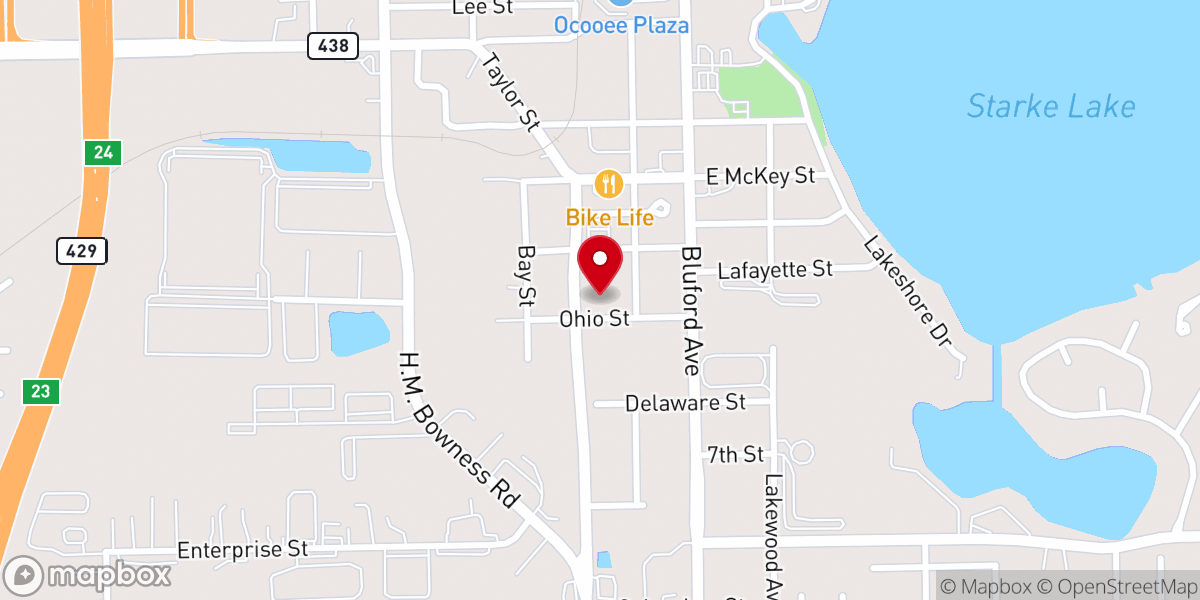 Map showing location of First Baptist Church of Ocoee