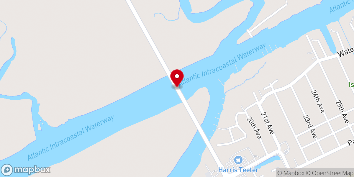 Map showing location of Isle of Palms Connector Bridge