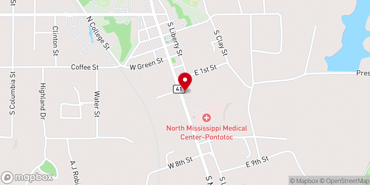 Map showing location of First Presbyterian Church