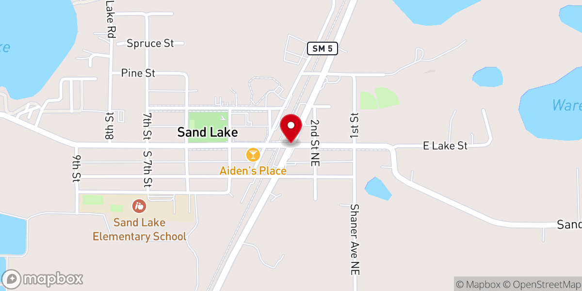 Map showing location of Sand Lake