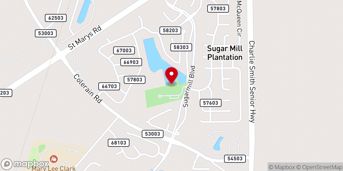 Map showing location of Sugarmill Plantation HOA Park