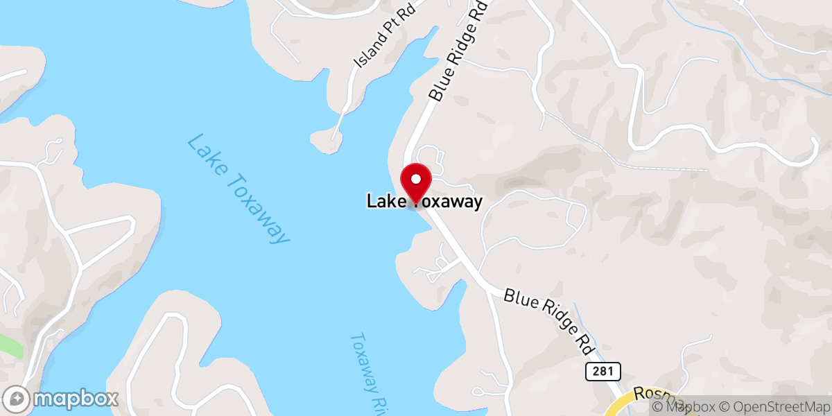 Map showing location of Lake Toxaway