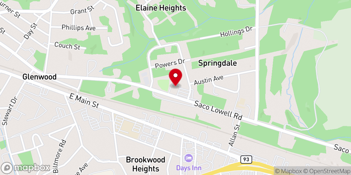 Map showing location of Glenwood Baptist Church