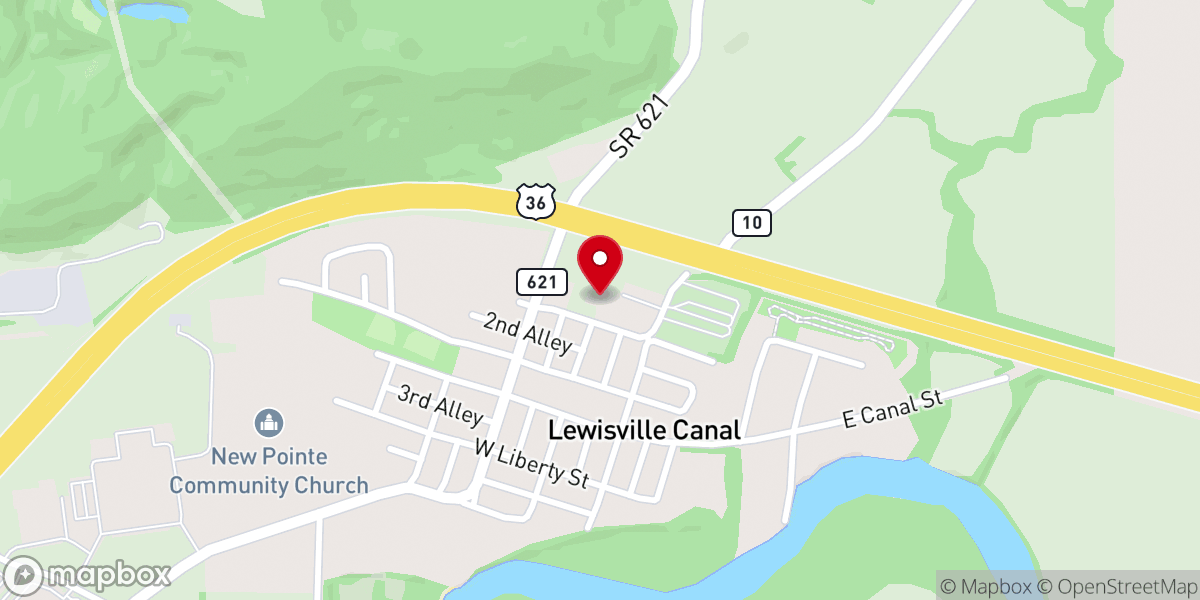 Map showing location of Canal Lewisville United Methodist Church