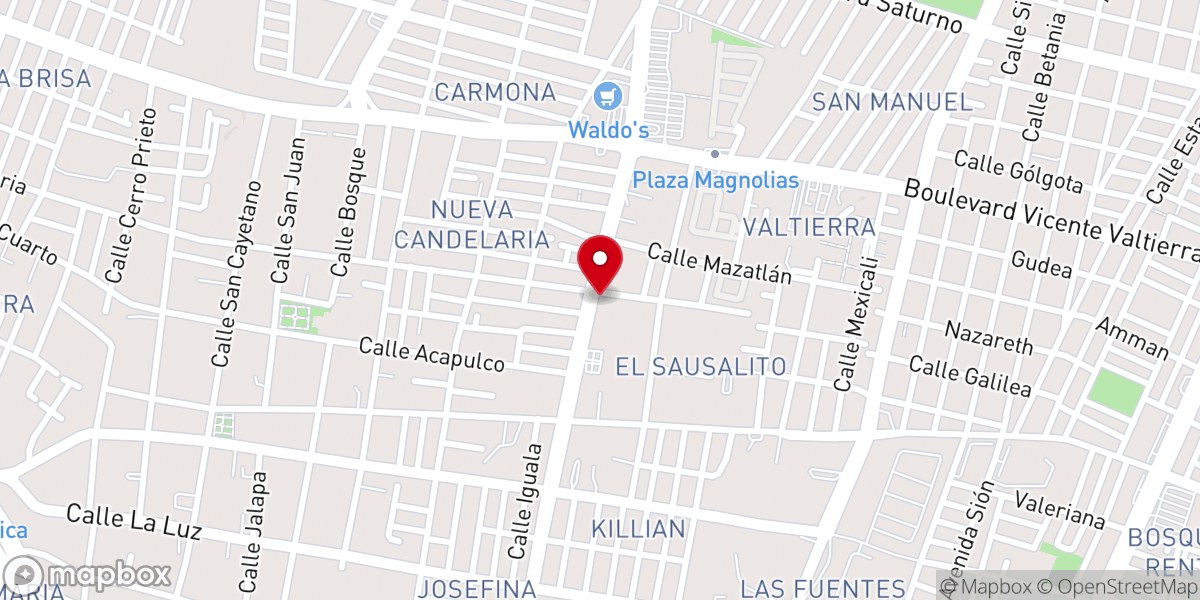 Map showing location of Templo de Nuestra Señora de la Candelaria
