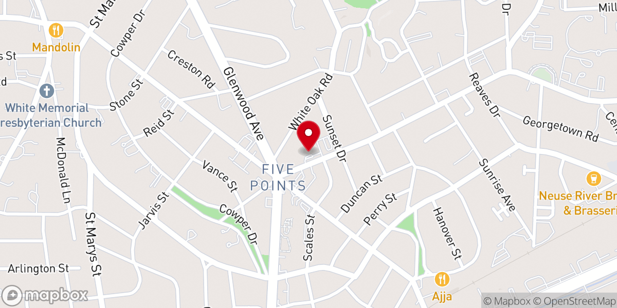 Map showing location of Hayes Barton Baptist Church