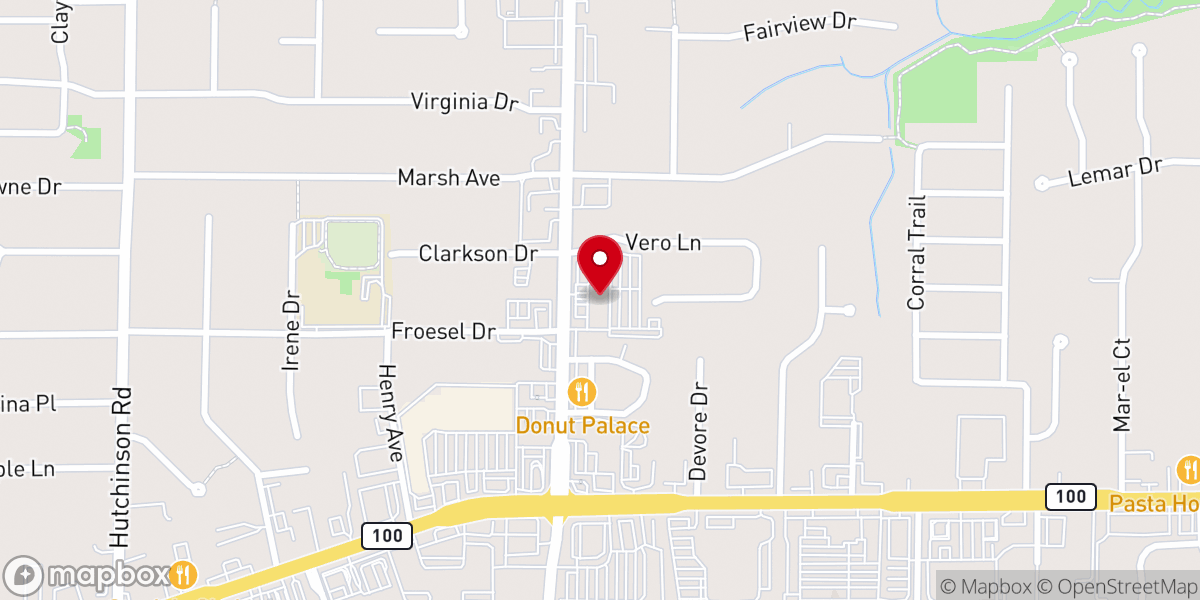 Map showing location of First Baptist Church of Ellisville