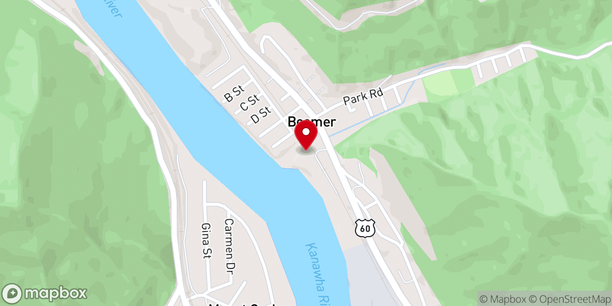Map showing location of Boomer Baptist Church