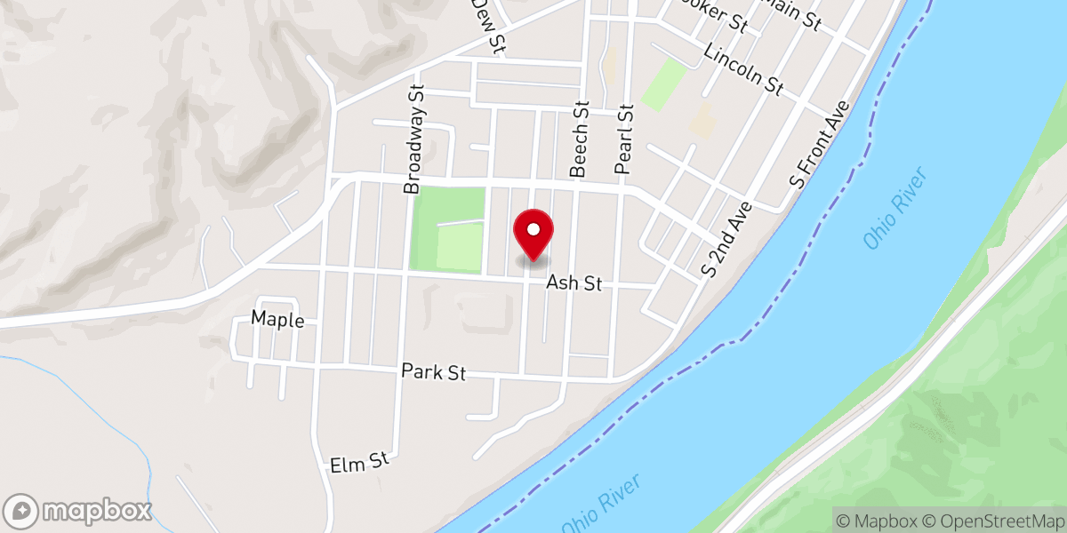 Map showing location of Ash Street Freewill Baptist Church