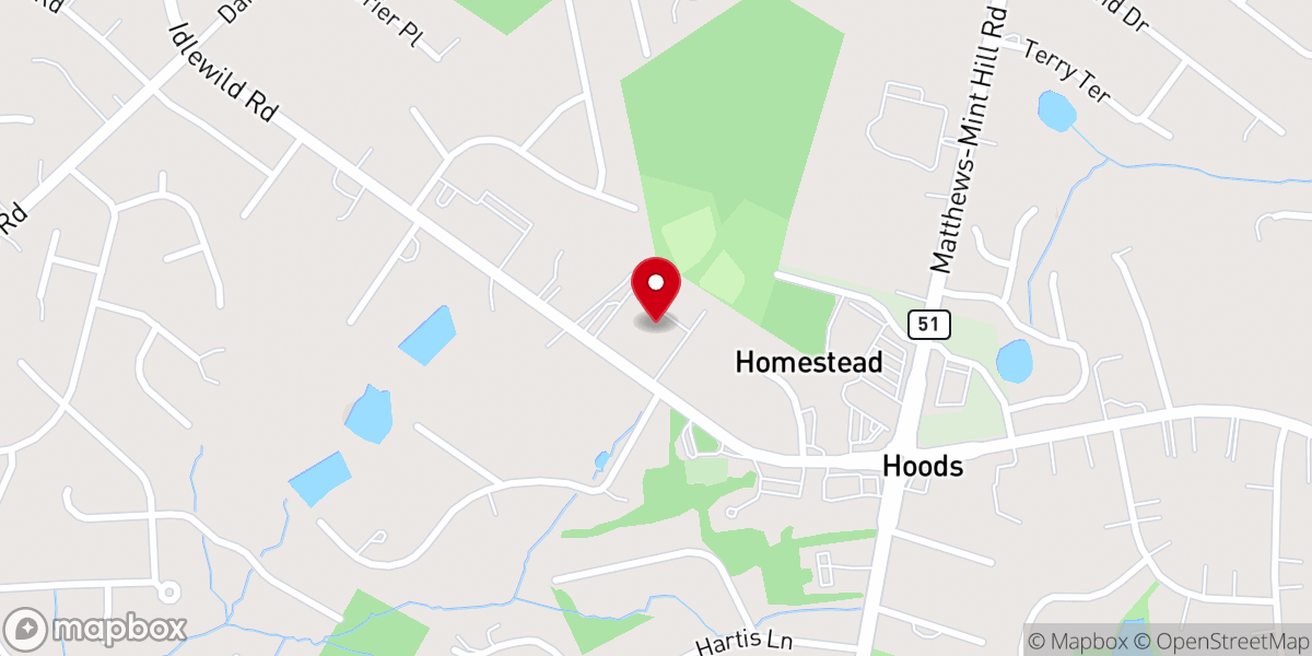 Map showing location of Idlewild Baptist Church