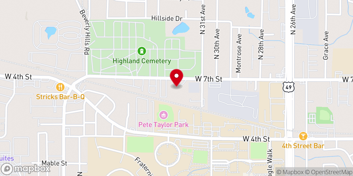 Map showing location of Highland Park Baptist Church