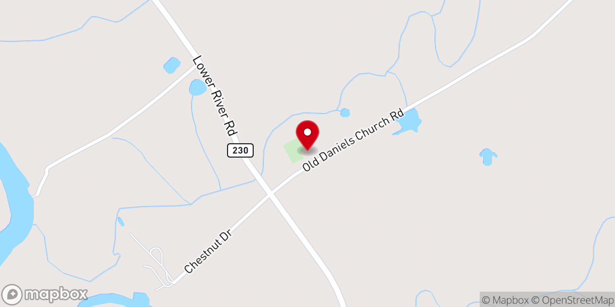 Map showing location of Old Daniel Baptist Church