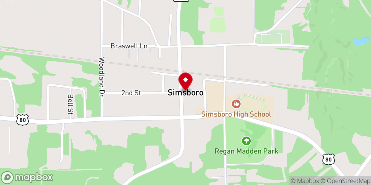 Map showing location of Simsboro