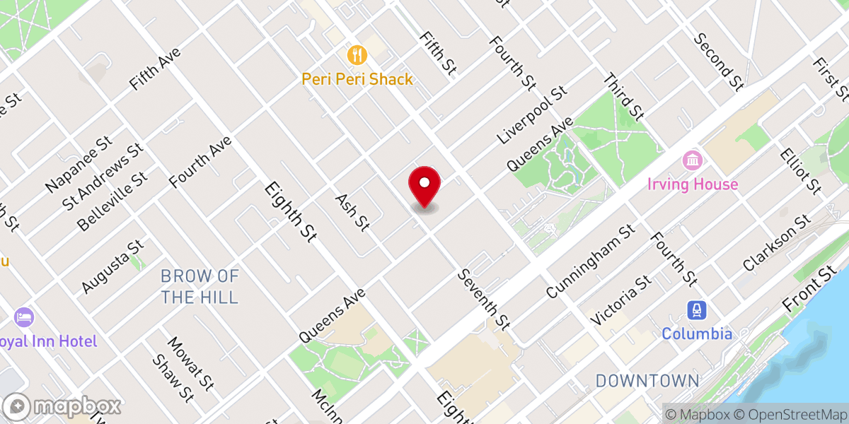 Map showing location of Olivet Baptist Church