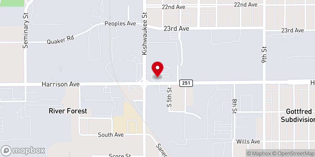 Map showing location of Bethel Baptist Church