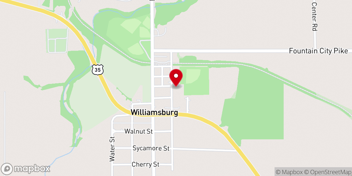 Map showing location of Williamsburg Church-Nazarene
