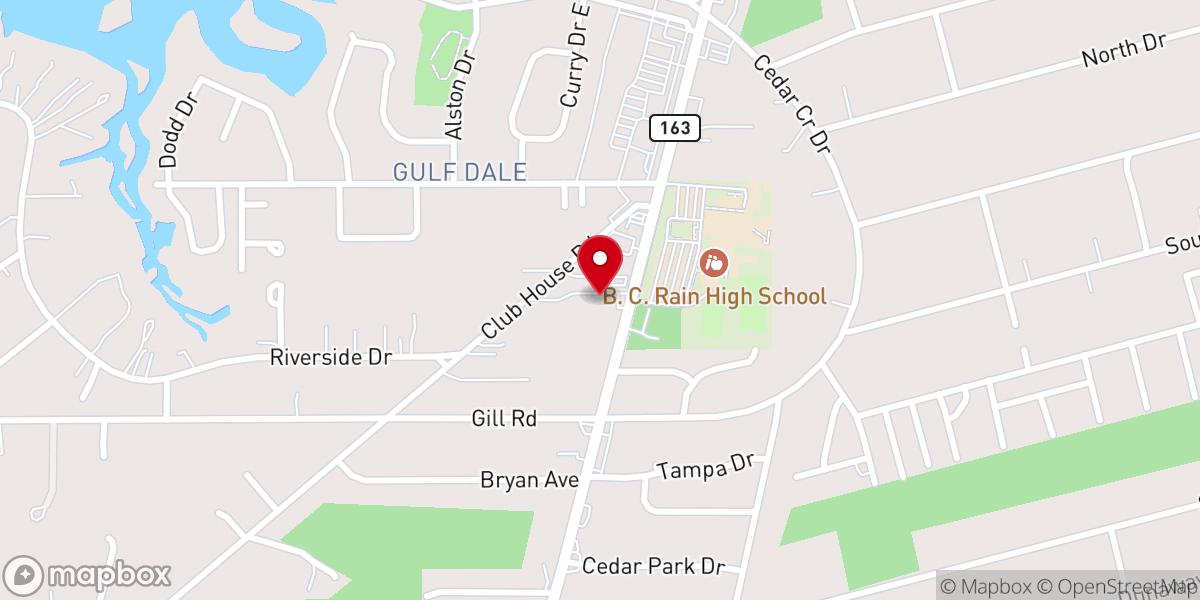 Map showing location of Riverside Baptist Church