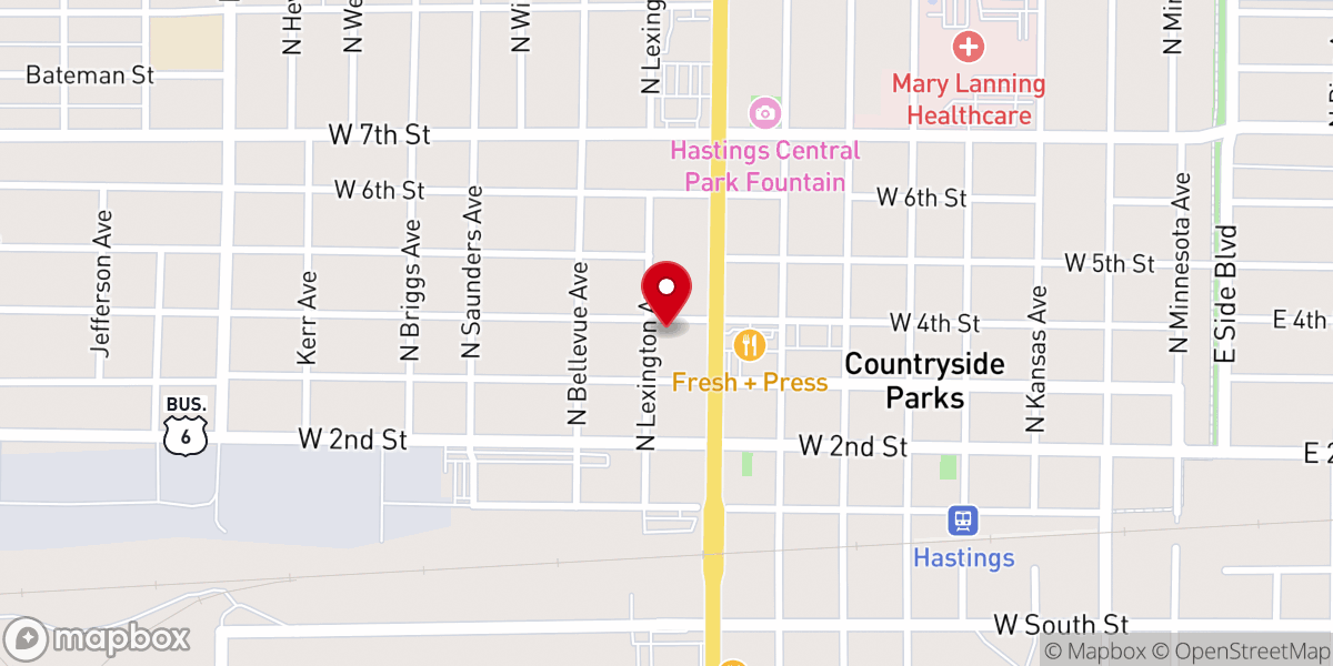 Map showing location of Hastings Berean Bible Church