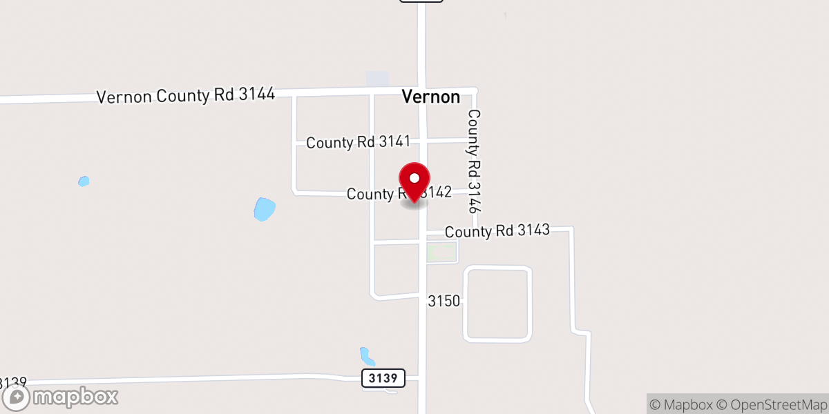 Map showing location of Vernon Mission