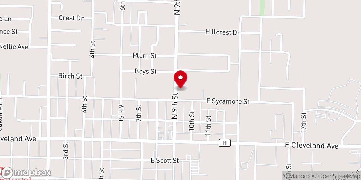 Map showing location of Monett Church of Christ